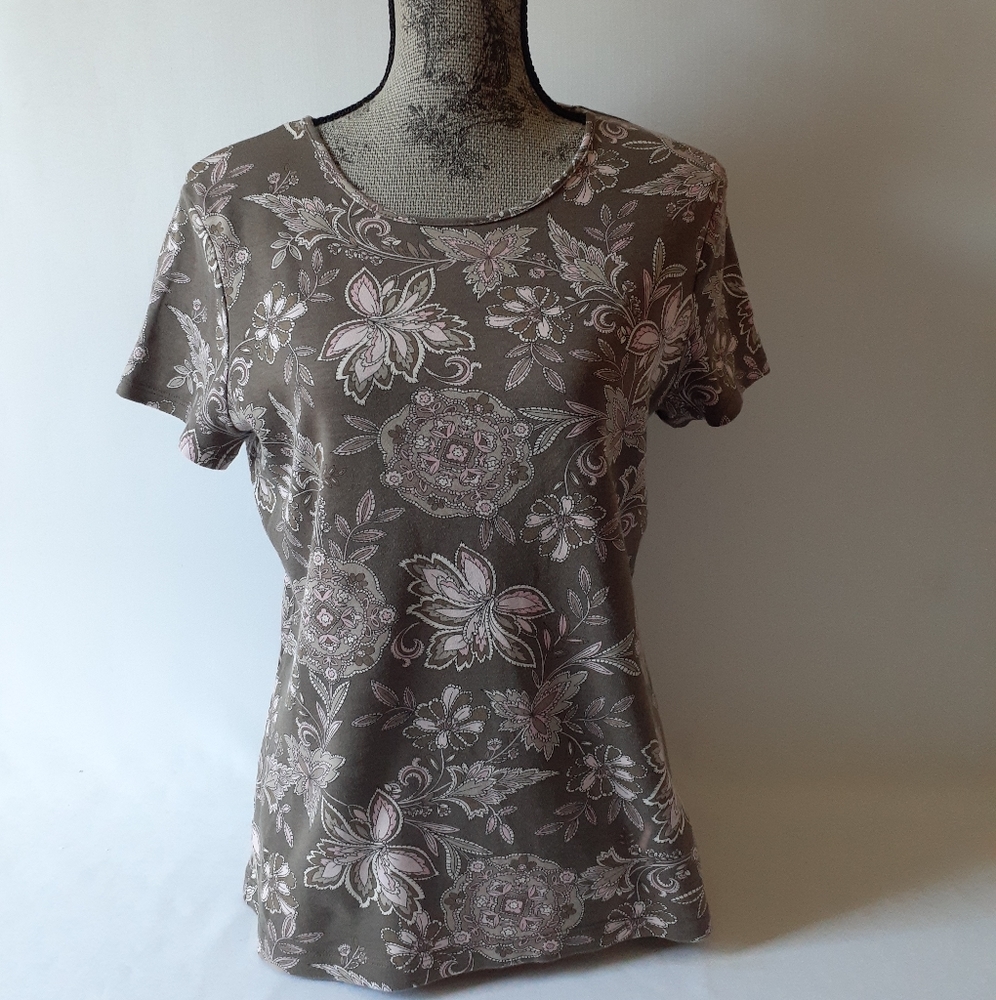 Croft & Barrow women's multicolored floral short-sleeve top M